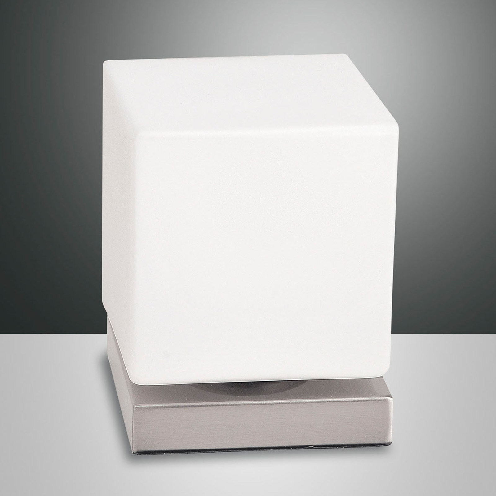 Fabas Luce Ściemniacz dotyk., lampa stoł. LED Brenta, nikiel