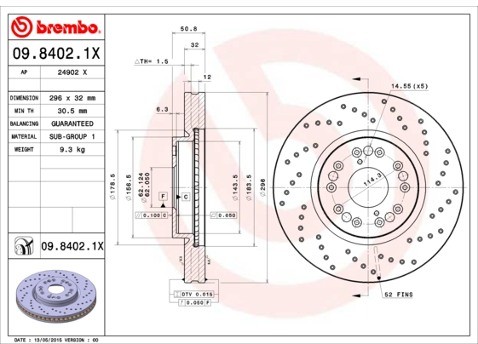BREMBO Tarcza hamulcowa 09.8402.1X