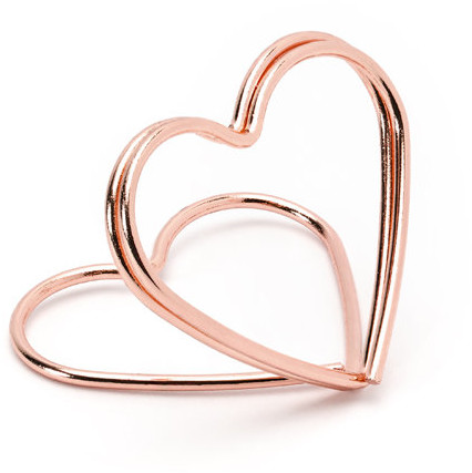 PartyDeco Stojaki na winietki, Serca, różowe złoto, 2,5 cm, 10 sztuk
