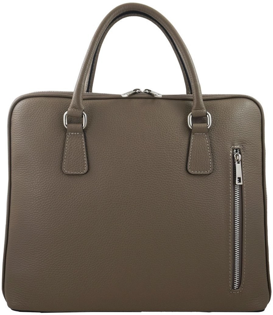 Barberini's Skórzana torba na laptopa Casual - Beżowa ciemna 899-9