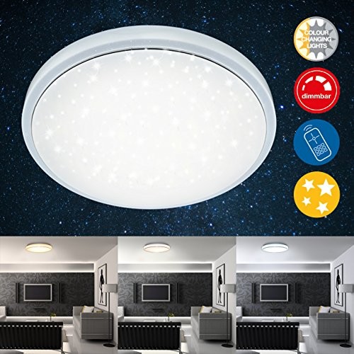Briloner lampa sufitowa z diodami LED, możliwość przyciemniania, regulowana barwa światła o ciepłej do zimnej barwie światła wraz z funkcją światła nocnego, funkcją timera, z pilotem zdalnego sterowan 3334-016