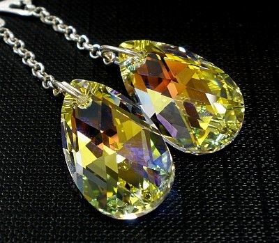 Swarovski piękne kolczyki SREBRO długie AB