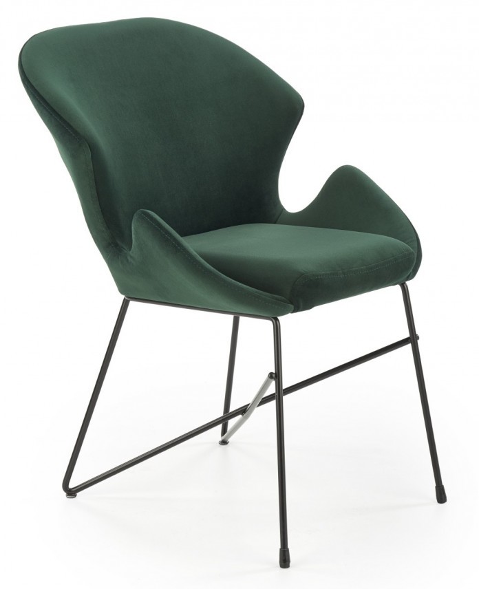 Halmar Krzesło tapicerowane velvet ciemna zieleń K458 na czarnych nogach