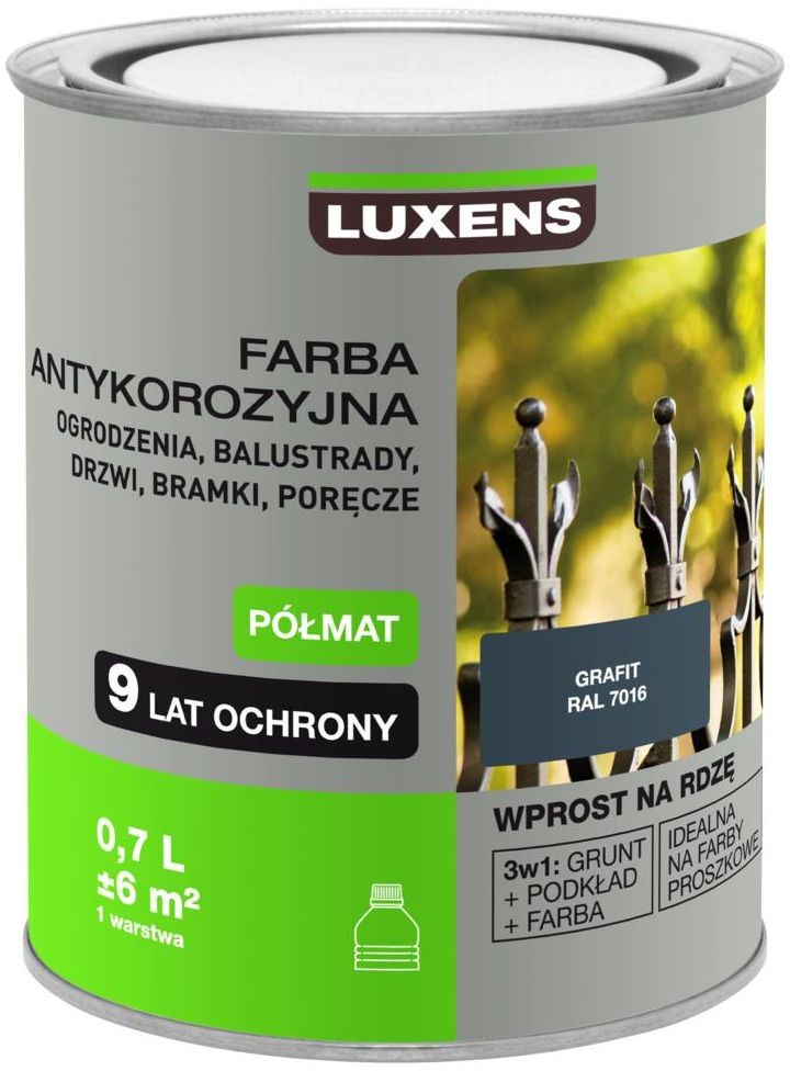 LUXENS Farba antykorozyjna 0.7 l Grafit Półmat LUXENS