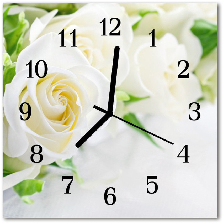 tulup pl Zegar szklany kwadratowy Róże 30x30cm