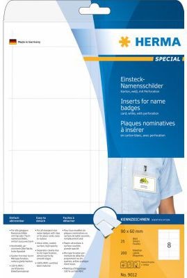 Herma Namens-Einsteckschild. A4 90x60 mm wei Karton 200 St. - 9012