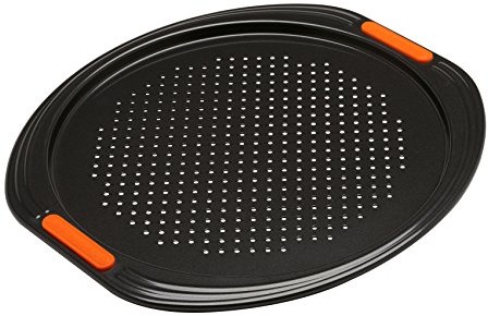 Le Creuset 94102713000000 blacha do pieczenia nieprzywierającą materiału węglowego do pizzy, 38,7 x 36,7 x 1,2 cm, czarna 94102713000000