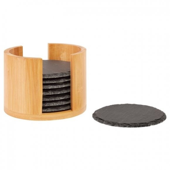 Tescoma WESTMARK ZESTAW PODKŁADEK W PUDEŁKU 10 CM 9 ELEMENTÓW ŁUPEK DREWNO 69212260