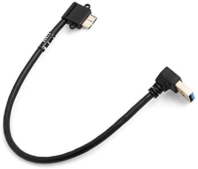 System-S Micro USB 3.0 Kątowy 90 ° stopni w lewo z kablem USB typ A 3.0 wsteczna gwintowanymi opracowana przewód adapter kabel do przesyłania danych 27 cm 53526113