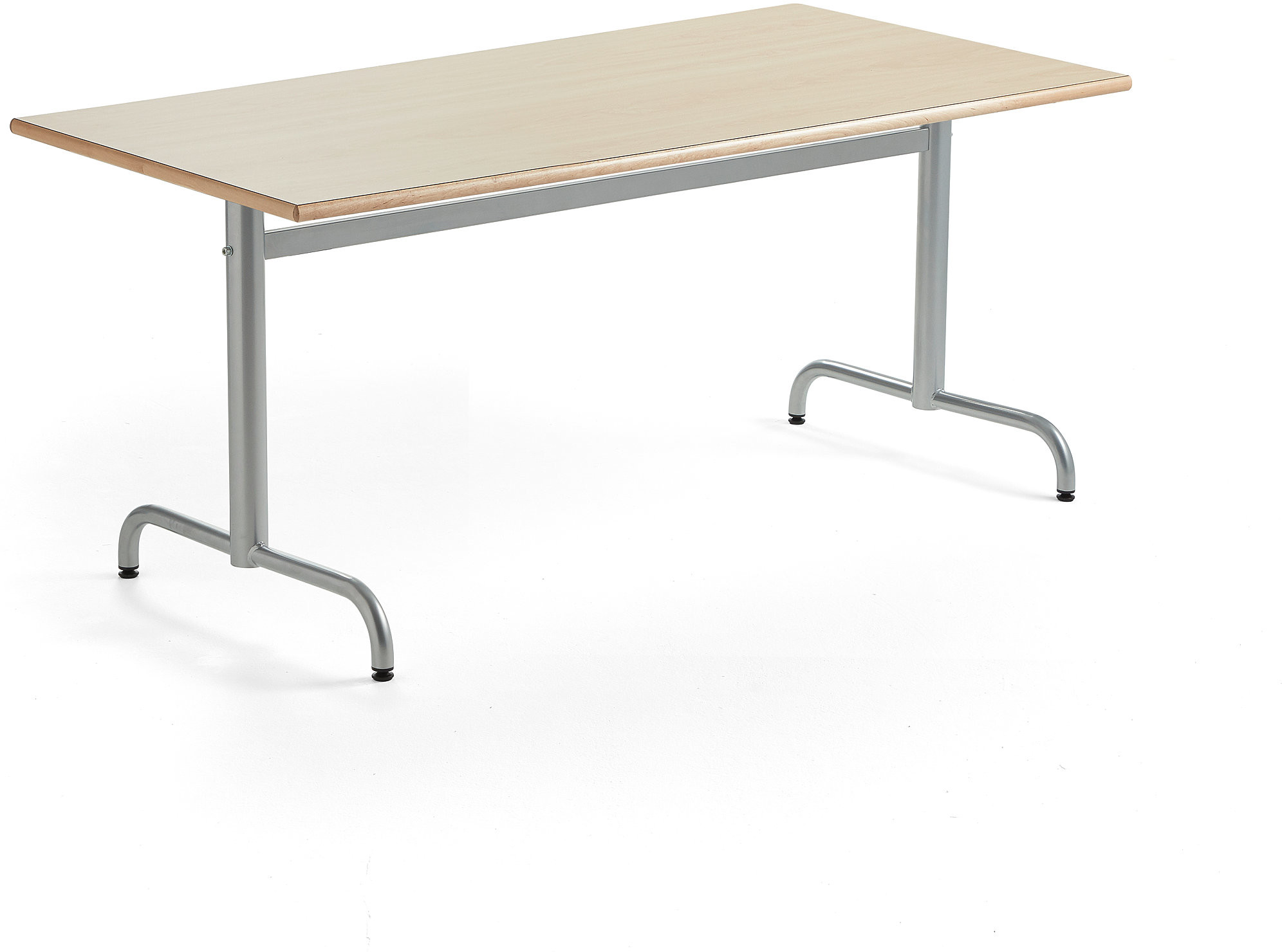 AJ Produkty Stół PLURAL, 1600x800x720 mm, blat HPL, brzoza, srebrny