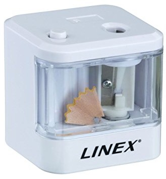 Linex LINEX 400098695 elektryczna temperówka w kolorze białym, zasilanie bateryjne, temperówka z pojemnikiem na ścinki, 22 ml, automatyczna funkcja 400098695