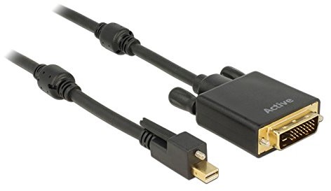 Delock 83727 kabel wtyk mini DisplayPort 1.2 z wkrętem do wtyczki DVI 4 K Aktywny 3 m Czarny 83727