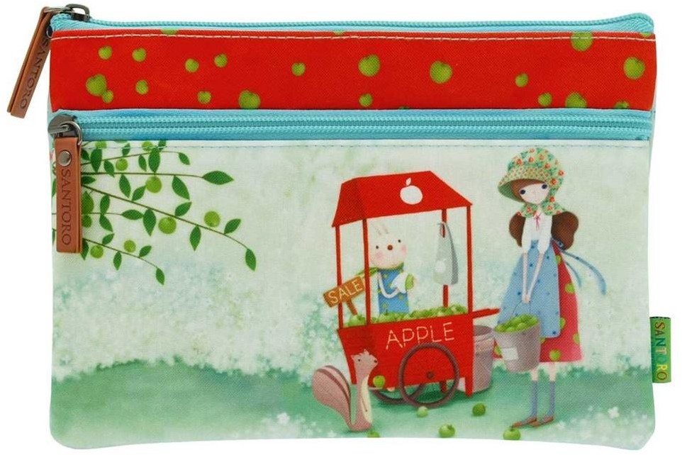 Santoro Płaska saszetka z dwoma suwakami - An Apple A Day