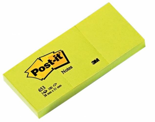 Post-it Bloczek POST-I żółty 38 X 51 mm 3 bloczki po 100 kartek samoprzylepny X02538A NB-7633