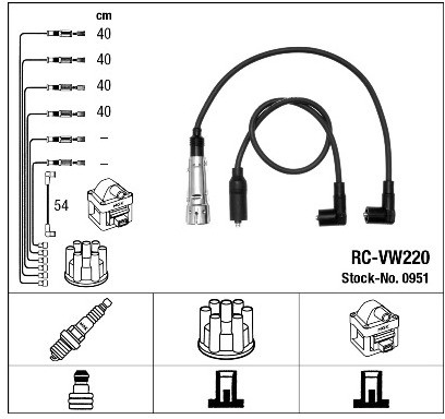 NGK Zestaw przewodów zapłonowych 0951