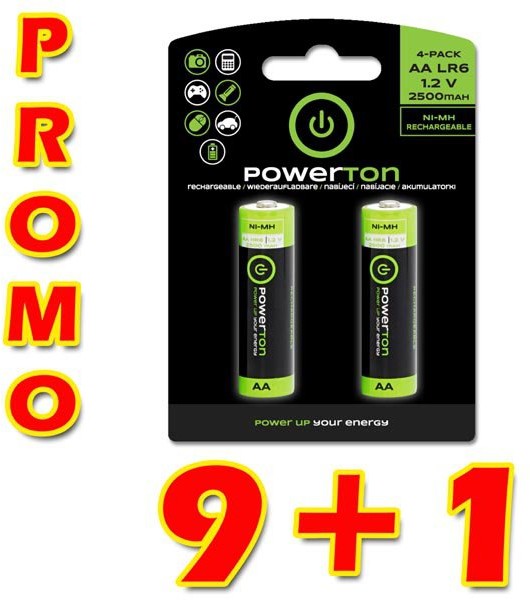 powerton Baterie Ni-MH, AA ładowarka, 1.2V, 2500mAh, Powerton, box, 10x2-pack, cena za 1 sztukę AB012WPCAABV