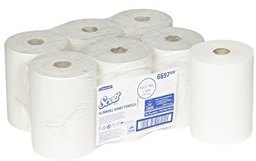 Kimberly Clark SCOTT 6697 Slim Roll ręczników, AIRFLEX, 1-warstwowe, 190 m rolka Pro Box, biały (6 sztuki) 6697