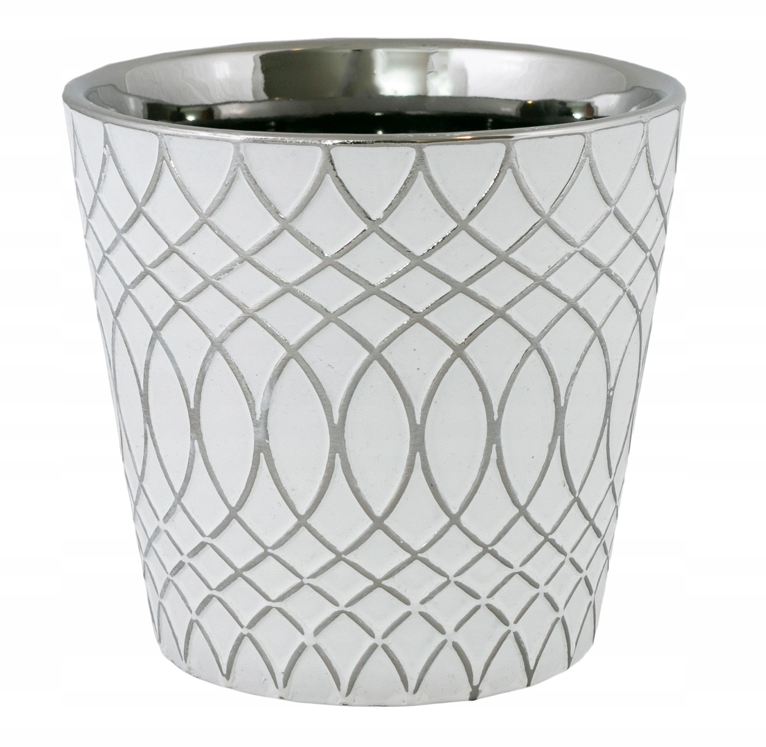 Donica Igloo ceramiczna biało-srebrna śr. 13cm