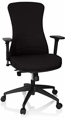 HJH OFFICE 760010 profesjonalne krzesło biurowe Office XT PRO siatka, czarne krzesło obrotowe tapicerowane, z podłokietnikami, regulowana głębokość siedziska 115 x 69 x 52 cm