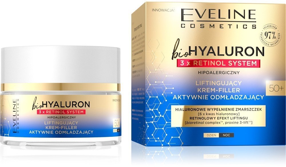 Eveline bioHYALURON 3xRetinol System 50+ Liftingujący Krem-Filler aktywnie odmładzający 50ml 128673
