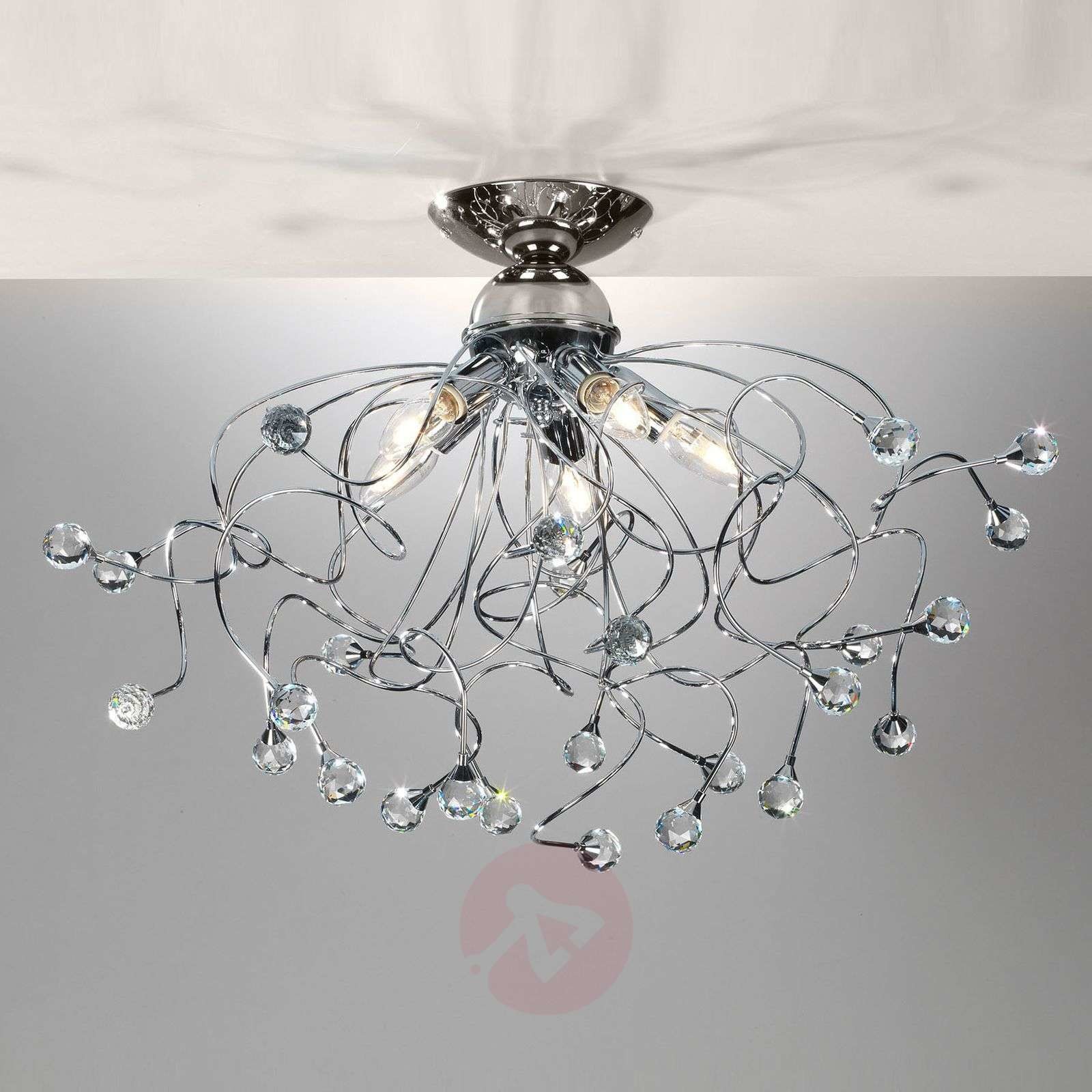 ONLI Lampa sufitowa Trilly chrom z kryształami, 5-pkt.