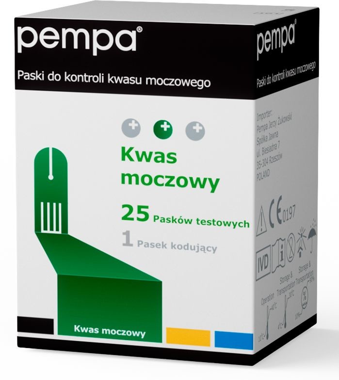 Pempa Paski do kontroli kwasu moczowego - 25 pasków testowych Pempa