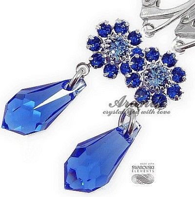 Swarovski New Piękne Kolczyki Sapphire Feel Srebro