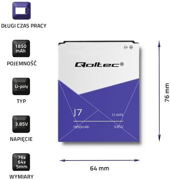 Qoltec Bateria do Samsung Galaxy J7 | 1850mAh 52107