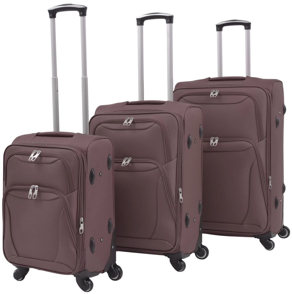 vidaXL 3-częściowy komplet walizek podróżnych, kawowy vidaXL