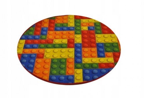 DYWAN KOŁO KLOCKI KOLOROWE 100x100cm EFEKT 3D 4273-656BB