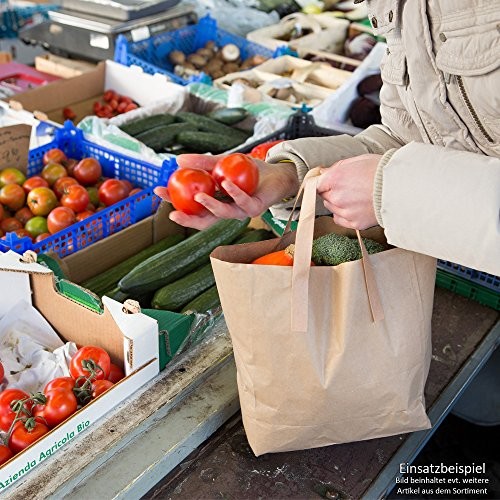 GREENBOX GREENBOX Ekologiczne papierowe torebki do noszenia, duże, papierowe torebki na prezenty, biodegradowalne, kompostowalne, 25 brązowych torebek papierowych 26 x 17 x 25 cm