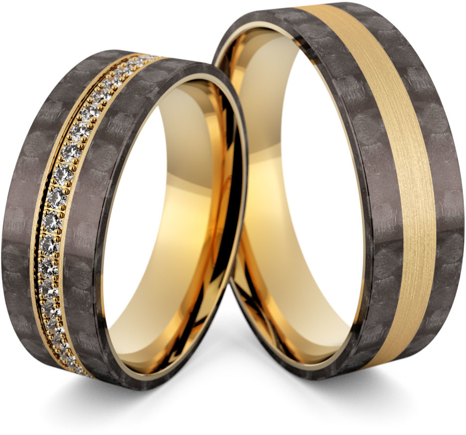 Eminence Obrączki ślubne z włóknem węglowym CARBON - Au-1122 Au-1122-3
