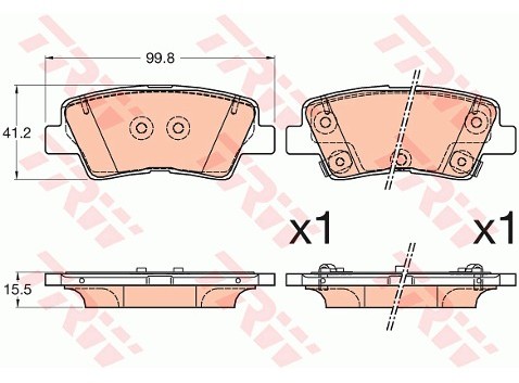 TRW Zestaw klocków hamulcowych, hamulce tarczowe GDB3594
