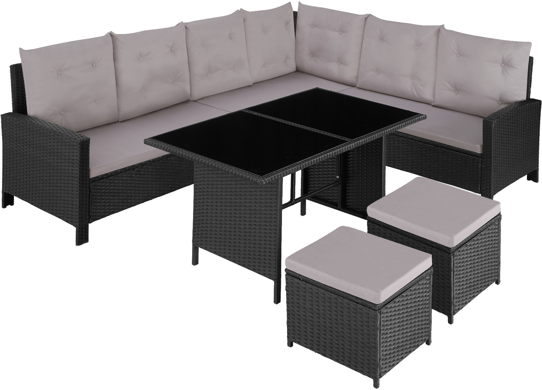 tectake Meble ogrodowe Barletta - czarny/szary 404252