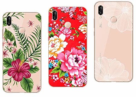 NOVAGO Novago Etui ochronne do Huawei P20 Lite z żelu TPU, przezroczyste, wytrzymałe i wytrzymałe, odporne na uderzenia, z nadrukiem wysokiej jakości (3 etui, 6 sztuk) P20LiteCoque