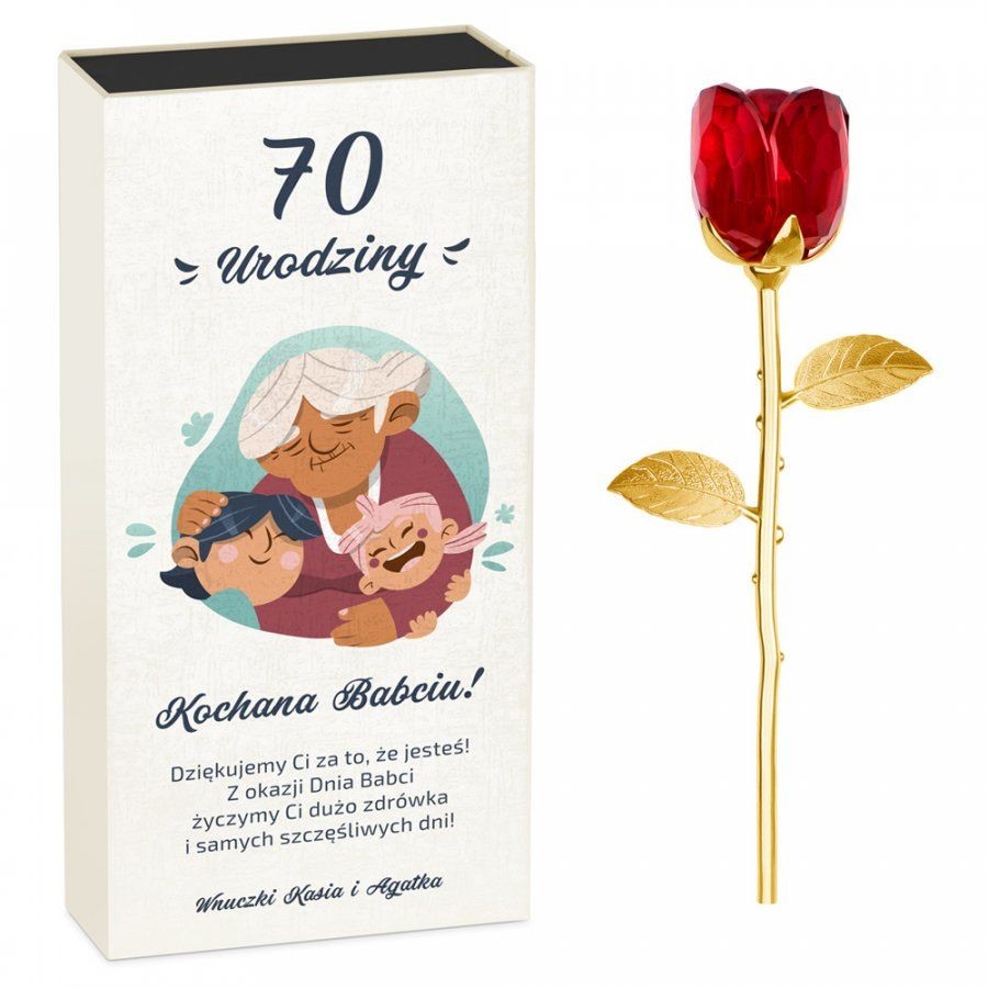 Murrano Kryształowa Róża w Personalizowanym Pudełku dla Babci KRSZ-RZ-016