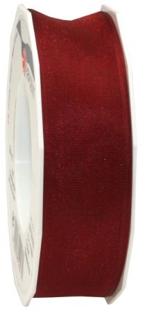 Pattberg Prezent 25 MM 25 m Four Seasons  taśma organza z drutu, rubinowy 6072525-109