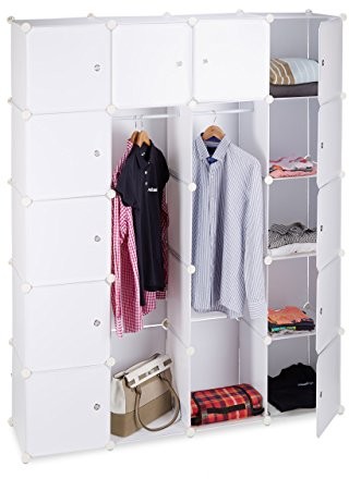Relaxdays system wtykowy szafa na ubrania z 2 drążki na ubrania, garderoba z systemem 14 kieszenie, regał z tworzywa sztucznego, wielokolorowy 10021971_49
