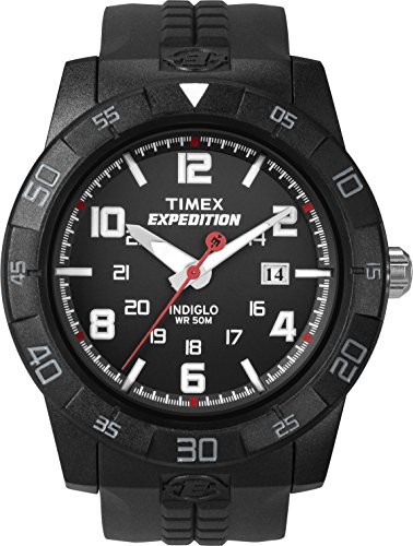 Timex Timex Męski wytrzymały analogowy zegarek kwarcowy z wyświetlaczem chronografu i plastikowym paskiem pasek Czarny