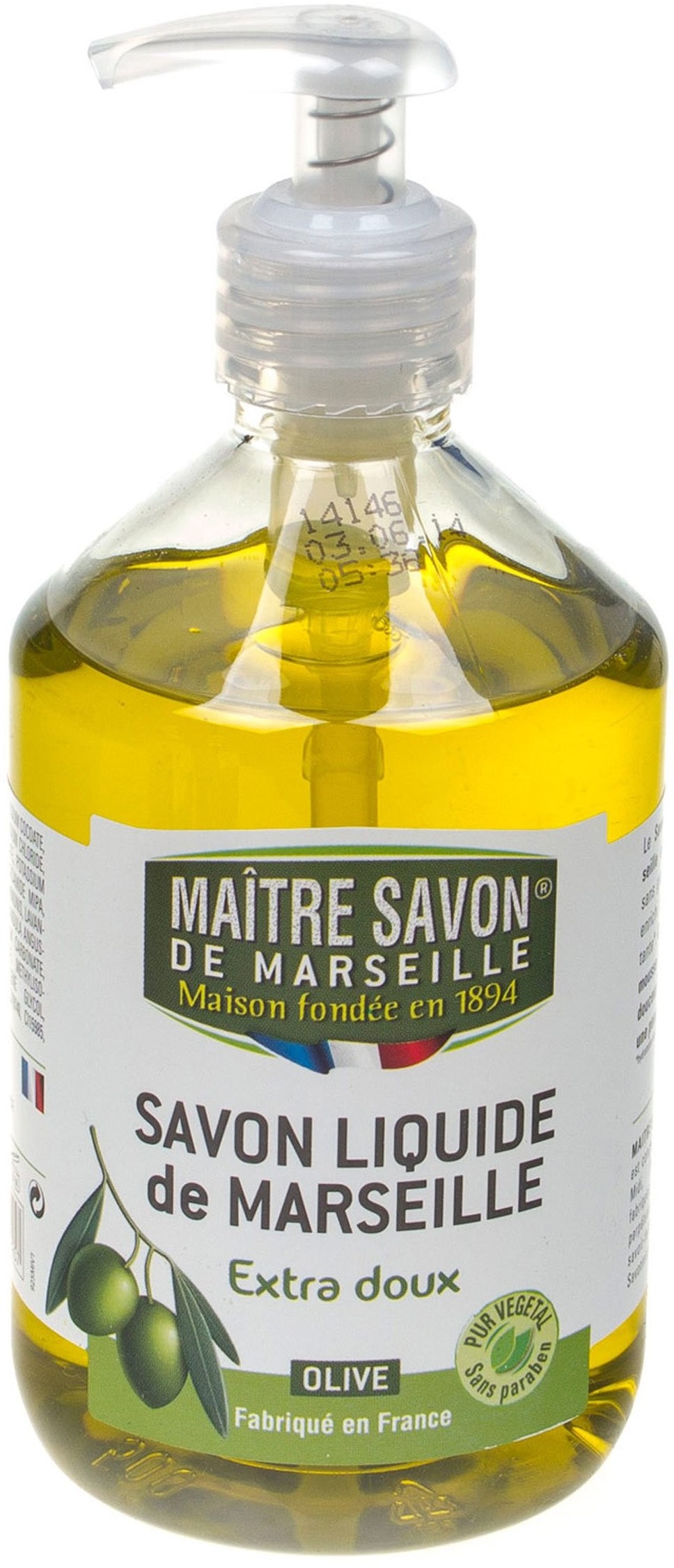 Maitre Savon De Marseille Mydło marsylskie w płynie oliwkowe 500 ml - Maître Savon