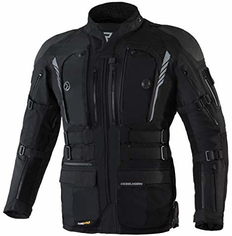 Rebelhorn Patrol kurtka motocyklowa z trwałego materiału Cordura Hitena Superfabric poziom CE 2 łokcie na ramiona protectos sympatex membrana wentylacja elementy odblaskowe kieszenie RH-TJ-PATROL_01_L