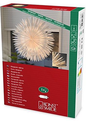 Konstsmide 2938  200 biała gwiazda papierowa, 60 x 60 cm/do użytku wewnątrz pomieszczeń (IP )/230 V/wewnętrznych bez źródeł światła/z kablem/wył./białe 2938-200