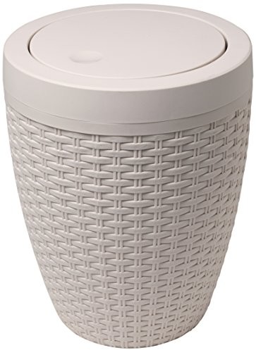 Addis addis Faux rattan okrągły łazienkowy kosz na śmieci z uchylną pokrywą, CALICO-czarna lniany 515799