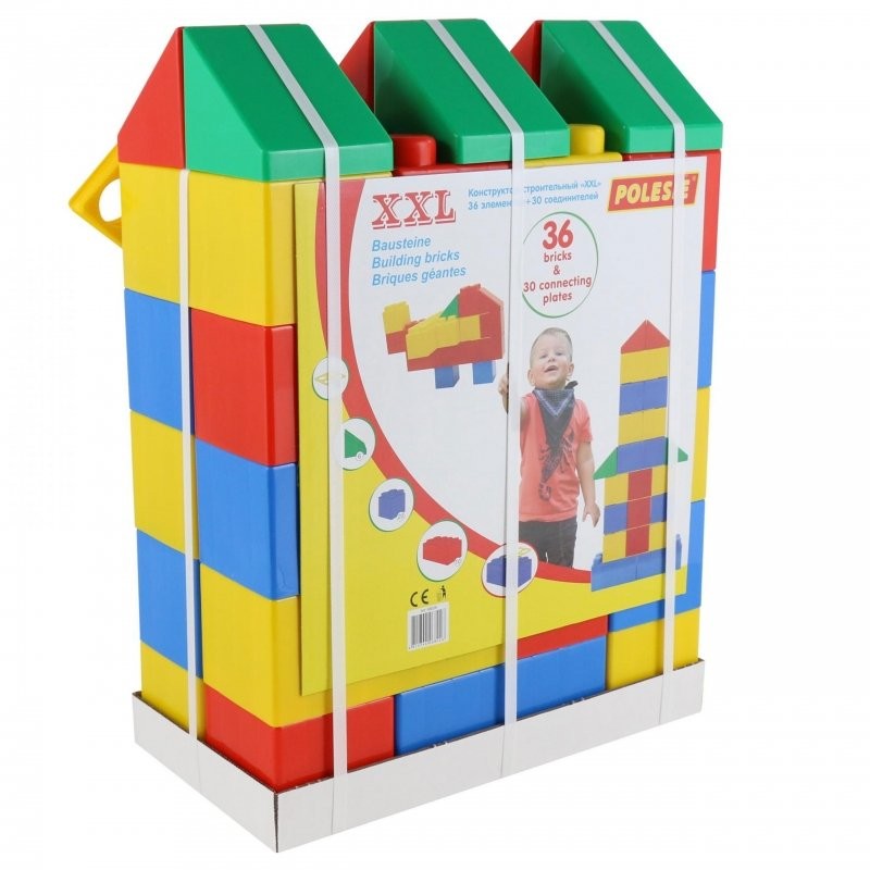 Wader Quality Toys Klocki Budowlane XXL 36 elementów + 30 łączników 68064