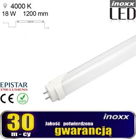 Nvox Świetlówka  liniowa T8 18W V31AC-INOXX 120T8K4000 AL MI FS V31AC-INOXX 120T8K4000 AL MI FS