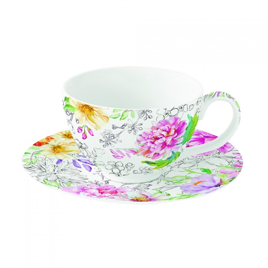 Nuova R2S Filiżanka espresso z talerzykiem Queen's Garden 1394 QUEE