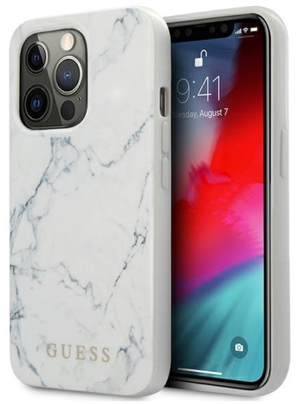 Guess Marble - Etui iPhone 13 Pro biały GUHCP13LPCUMAWH