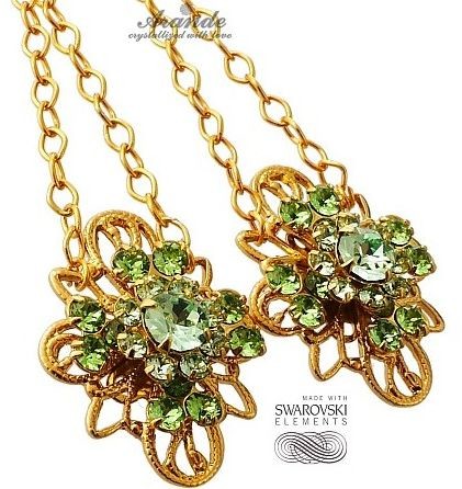 Swarovski UNIKAT DŁUGIE KOLCZYKI GREEN VENUE GOLD