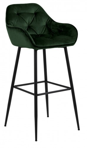D2.Design Aksamitny pikowany stołek barowy Brooke ciemnozielony Krzesło barowe Brooke VIC zielone