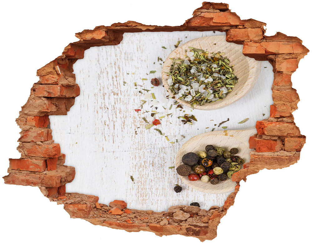 Wallmuralia.pl Naklejka 3D dziura na ścianę Warzywa i przyprawy